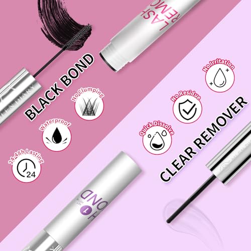 MLEN DIARY Lash Clusters Kit 105Pcs Natural Wispy Cluster Lashes 10.5-13.5MM C Curl Eyelash Extensions Individual Lashes Kit with Lash Bond and Remover Tweezers Beginners DIY at Home
