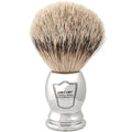 Parker 100% SILVERTIP Badger Shaving Brush ? Chrome Handle & Stand ? Premium 3-Band Badger Bristles for Smooth, Luxurious Lather
