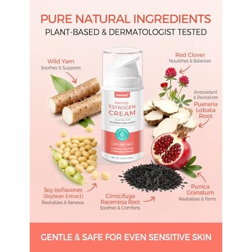 Natural Estrogen Cream for Women - Soothing Phytoestrogen Moisturizer with Wild Yam - Balancing Skin Cream for Menopause Support - Moisturizes, Firms & Revitalizes Dry, Sensitive Skin- 3.5 oz