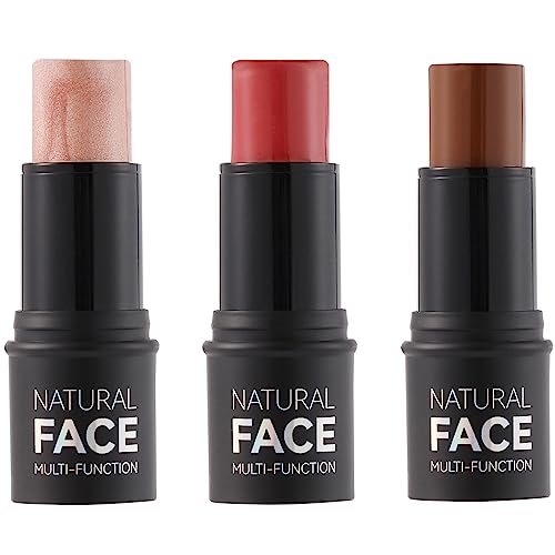 Cream Contour Sticks 3 Pcs Highlighter Bronzer Blush Face Makeup Contouring Bronzing Pen Creme Cheek Blush & Brightens Illuminator Highlight Foundation Waterproof Cosmetics Set Medium