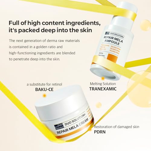 Tranexamic Acid 5% + Niacinamade 5% + Baku-CE 3% Ampoule, Duo Solution Repair Mela Ampoule - Tranexamic acid 50,000ppm, Niacinamade 50,000ppm, Bakuchiol 30,000ppm, PDRN, Peptides, Hyaluronic