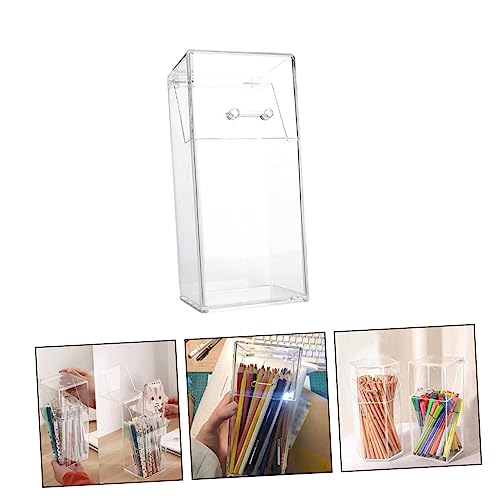DOITOOL Acrylic Makeup Brush Holder with Lid Clear Pen Holder Storage Box Dust-Free Cosmetic Organizer for Vanity and Desktop 4.33 X 3.35 X 4.33 Inch