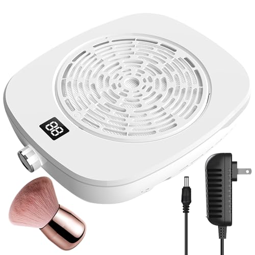 Professional Pedicure Nail Fan Vacuum Dust Cleaner Collector Quiet Nail Tech Adjustable Speed with LED Display Low Noise Strong Suction Detachable Easy to Clean for Manicure Salon & Home Use