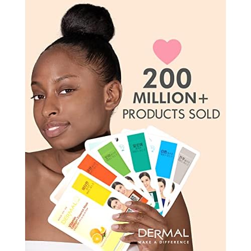 DERMAL 48 Combo Pack Made in Korea Facial Mask ? 20+ Years of K-Beauty Experience, Premium Quality Korean Sheet Masks for Daily Skincare Routine