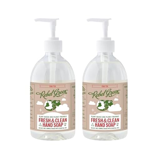 Rebel Green Fresh & Clean Hand Soap - Natural Liquid Hand Soap for Bathroom & Kitchen - Chai Tea, 12 Fl oz, Pack of 2