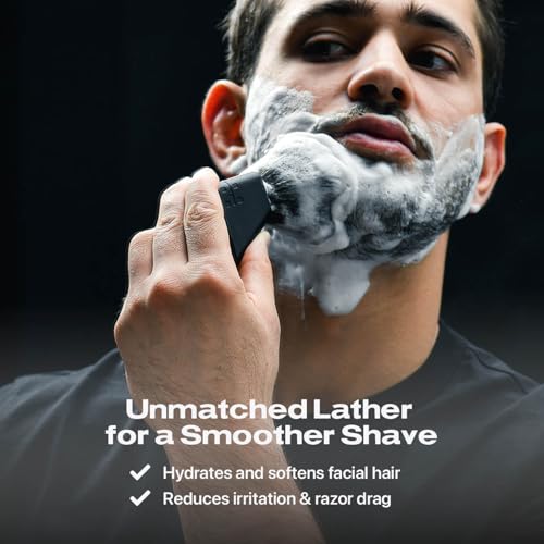 HYPE Vegan Shave Brush ? Premium Synthetic Fibers, CNC Machined Aluminum Handle ? Whips Up Luxurious Lather for a Smooth, Precise Shave - Black
