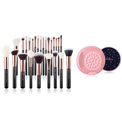 Jessup 25pcs Professional Makeup Brush Set T155 with Makeup Brushes Cleansing Mat A005