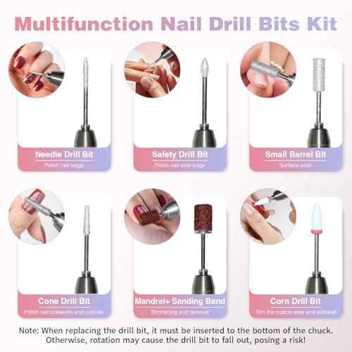 Electric Nail Drill Machine Professional, 40000 RPM Cordless Nail File Low Noise, Portable Rechargeable Nail Drill with Bits Kit for Acrylic Gel Nails Manicure & Removal