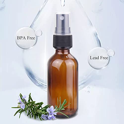 Wedama Spray Bottle, 2 oz Fine Mist Glass Spray Bottle, Little Refillable Liquid Containers for Watering Flowers Cleaning (24 Pack, Amber)