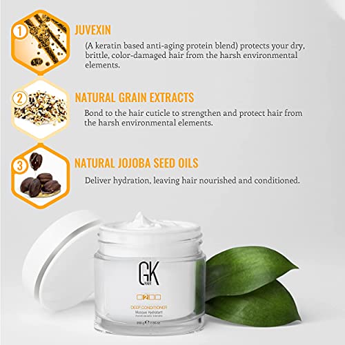 GK HAIR Global Keratin Deep Conditioner Masque 200g/7.5oz - Leave in Conditioner Spray (120ml/4 fl. oz) Hair Protection with Natural Oil