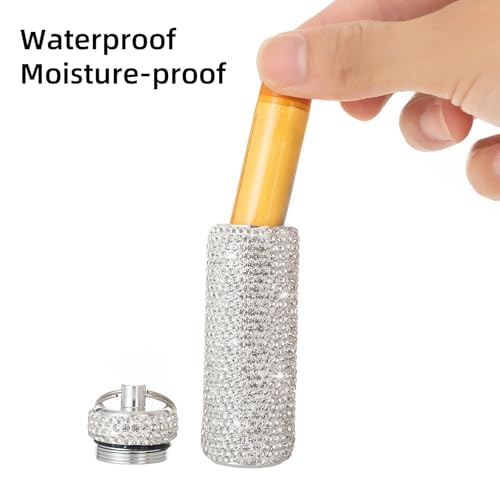 Chapstick Holder Key Chain 2Pcs Lip Balm Gloss Holder Keychain Bling Lipstick Case for Purse Portable Metal Chap Stick Organizer Cute Key Chain Accessories for Women (Sliver)
