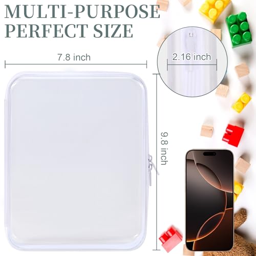 3 Pack Clear Hard Shell Zipper Case, Clear Zipper Pouches Waterproof Makeup Organizer & Travel Toiletry Bag, Diaper Bag Organizing Pouches, Plastic Pouch for Office Home Storage, Large Size