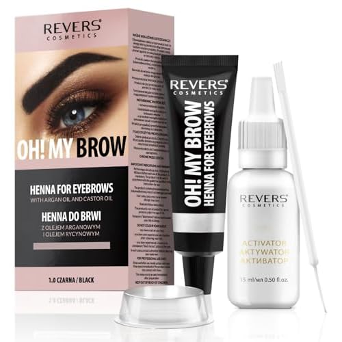 Revers Cream Hair Dye with Argan Oil and Castor Oil, Eyelash and Eyebrow tint , Black Color