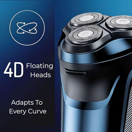 Smart 2-in-1 Electric Rotary Shaver for Men with 4D Floating Heads & Pop-Up Trimmer - USB Rechargeable, Wet & Dry Waterproof Razor with LCD Display (90 Min Runtime)