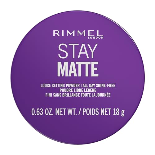 Rimmel Stay Matte Loose Powder, 001 Transparent, Face Loose Powder, Talc-free, Vegan, Lightweight, Soft Focus Effect, Soft Luxurious Applicator Puff?¢æ?, 0.63oz