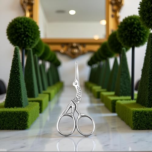 Silver Cranes Shaped Stainless Steel Nose Hair Clippers, Eyebrows and Nose Hair, Round Head Scissors Manual Nose Hair Trimmers, Eyelashes Professionals Facial Nose Hair Trimmers Scissors