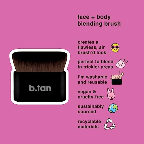 b.tan Blending Brush & Body Mitt Bundle | Airbrushd Blending Brush with I Don't Want Tan On My Hands Self Tanning Applicator Mitt