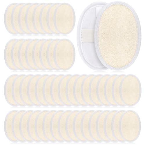 50 Pcs Exfoliating Loofah Pads Bulk, Exfoliating Body Scrubber Natural Luffa Loofah Sponge Pad for Men Women Spa Bath Shower