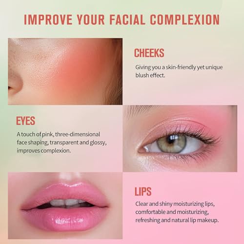 PH Color Changing Blush Stick, Multi-purpose Makeup Hydrating Blush Stick PH-Sensitive Color-Changing Lip Tint, Long-Lasting 24 Hours (1# Shy Pink, 0.6 Oz)