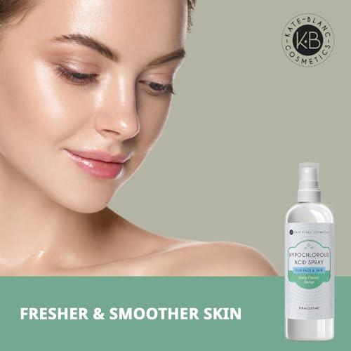 Kate Blanc Cosmetics Hypochlorous Acid Spray for Face and Skin. Gentle Facial Cleanser for Acne-Prone & Sensitive Skin with .02% HOCl (8oz) (Pack of 2)