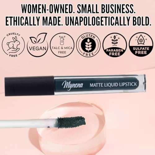 Mynena Deep Forest Green Matte Liquid Lipstick | Long-Lasting Comfort | Smudge-Proof Transfer-Resistant | Full Coverage Non-Drying | Vegan & Cruelty-Free | All-Day Wear Lip Color | Jocelyn