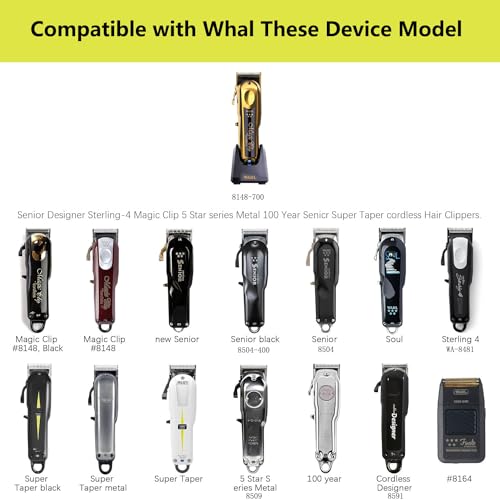 Replacement Wahl 8164 Charger Charging Cord Compatible with Wahl 5 Star Series Cordless Magic Clipper Model 8148/8148-700/8164/ 8481/8591/ 8509/8504-400/8504-830/8504 Charger Power Cord