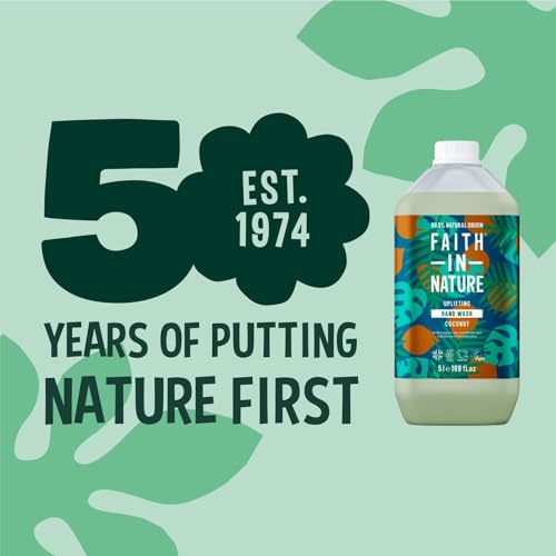 Faith In Nature Natural Coconut Hand Wash, Hydrating, Vegan & Cruelty Free, Parabens and SLS Free, 5L Refill Pack