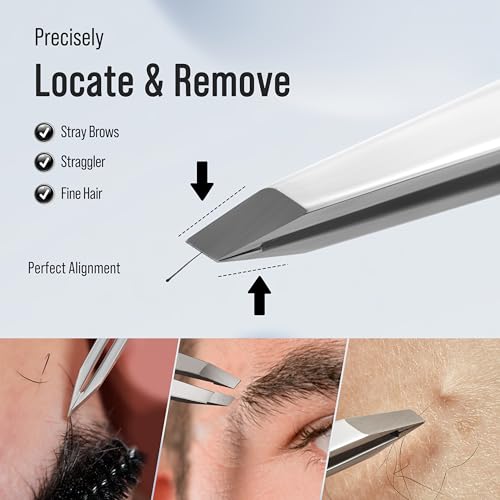 DUROX Precision Tweezers for Eyebrows ? Slant Eyebrow Tweezers for Women and Men, Made of Stainless Steel with Fine Slant Tips for Eyebrow and Hair Removal
