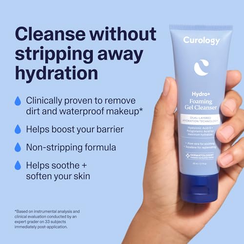 Curology Hydro+ Essentials Bundle, Foaming Gel Cleanser, Cream Moisturizer, and Cooling Caffeinated Eye Gel with Hyaluronic Acid, Peptides, and Niacinamide