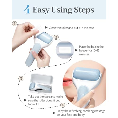 MORGLES Ice Roller for Face, Premium Facial Roller for Puffiness, Dark Circles and Lymphatic Drainage, Cold Face Roller for Women Self Care with Carry Case