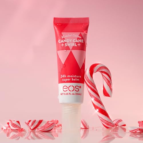 eos Holiday Lip Butter Gift- Candy Cane Swirl Super Balm, 24H Moisture, Stocking Stuffers, 0.35 fl oz