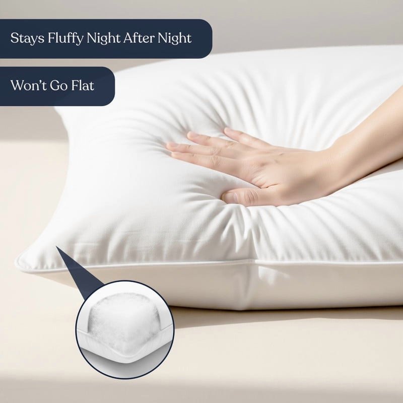 Delara 22x22 Pillow Inserts Set of 2 - Organic Cotton Shell, Recycled Down Fill