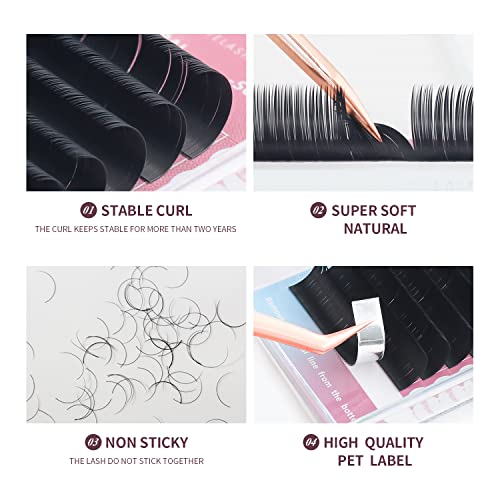 16 Rows Volume Classic Eyelash Extension 0.12 C Curl 8-15mm Mixed Length Matte Black Individual False Eye Lashes Extension Salon Use Natural Soft Fake Eyelashes Supplies (0.12 C, 8-15mm Mix)