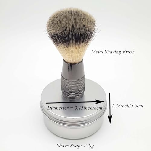 Adjustable Safety Razor Shaving Kit 4PCS | Double Edge Razor | Synthetic Shaving Brush | Stainless Steel Shaving Soap Bowl | Shave Soap | Include 5pcs Razor Blades.