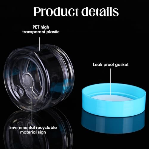 SATINIOR 100 Pcs Plastic Jars with Lids Small Containers Lids Wide Mouth Small Plastic Containers for Lotion Cream Rhinestones Body Butters Travel Storage(1 oz,Blue)