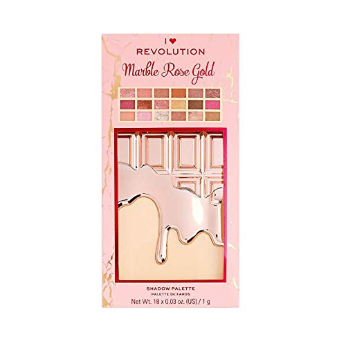 I Heart Makeup Revolution Eyeshadow Palette, Marble Rose Gold Chocolate