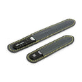 GERMANIKURE 2 Pc Black Glass Nail File Set with Suede Sleeves - Fingernail File & Small Travel Nail File - Professional Manicure & Pedicure Kit for Natural Nails - Ethically Made in Czech Republic