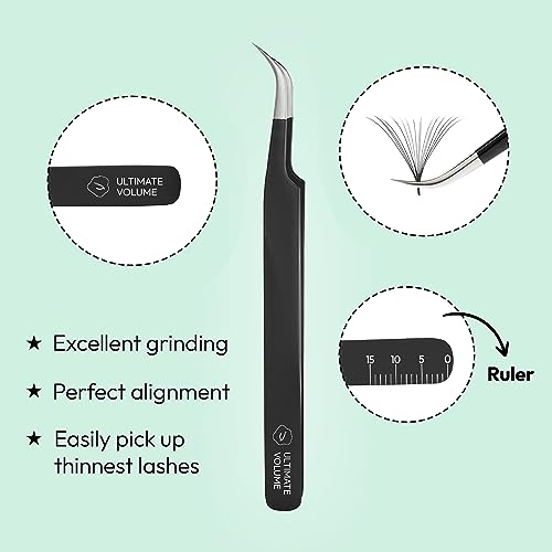 Eyesy Lash Ultimate Volume Lash Tweezer | Professional Volume False Lash Application Tool | Multi Shapes & Purposes Tweezers | Non-Slip Grip Tweezers (Black)