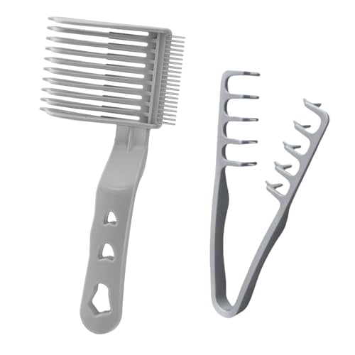 Fade Comb Professional Voluminous Wide-Tooth Texture Hair Styling Comb Set, Perfect Blending Comb Haircut Hair Tools for Home, Salon or Professional Use (2 Pack - Grey)