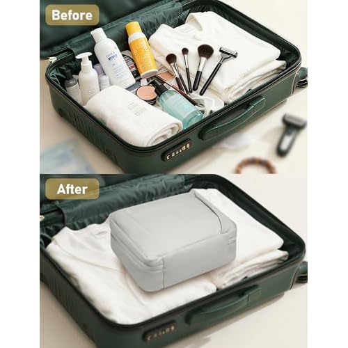 Travel Hanging Toiletry Bag for Men Women Wash Bags Water-Resistant Organiser Makeup Cosmetic Bag Foldable Large Capacity Travel Sized Toiletries with 5 Compartments (Silk Grey, Medium)