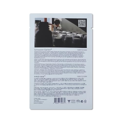 GlowUp Mask 6 EA, Farm Fresh Centella Heartleaf Duo Sheet Mask for Dry, Sensitive Skin, Hydrating, Soothing, Korean Skin Care