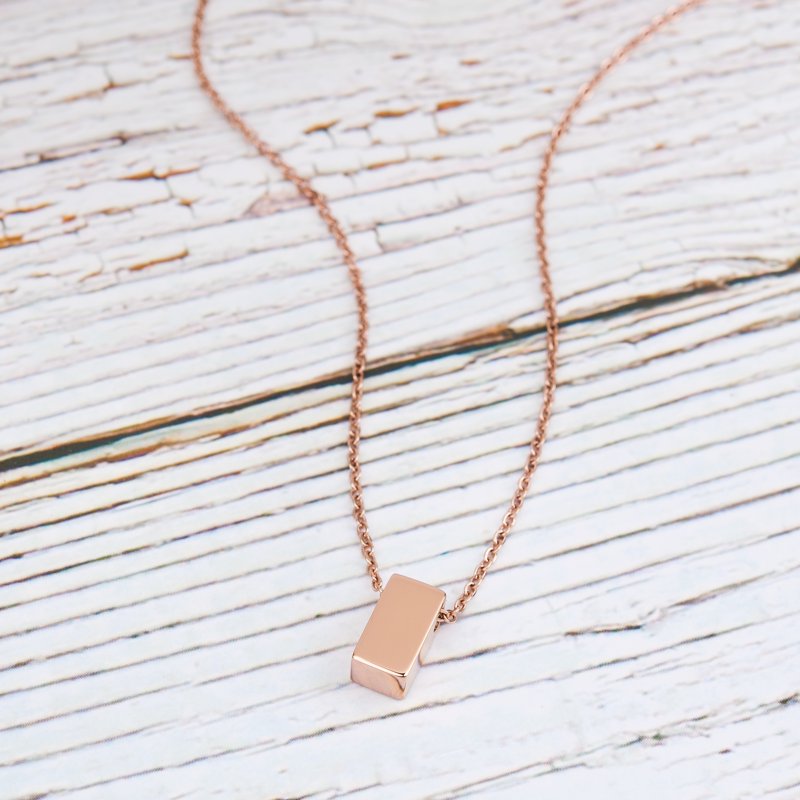 Dainty Friendship Necklace with Cube Pendant and Wish Card - Rose Gold, Gold, Silver