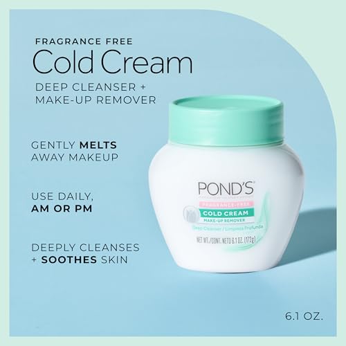POND¡¯S Cold Cream Cleanser, Fragrance-Free ? Moisturizing Makeup Remover & Deep Cleansing Face Cream ? Facial Cleanser for Soft, Radiant Skin ? Dermatologist Tested, Non-Comedogenic, 6.1 oz