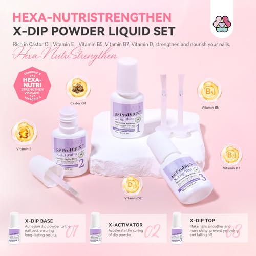 SAVILAND Dip Powder Nail Kit with Drill: 6 Color Winter Dip Nails Powder Starter Kit Pink Nude Glitter Clear with Liquid Set Base Top Activator French Manicure Beginner DIY Home Christmas Gift
