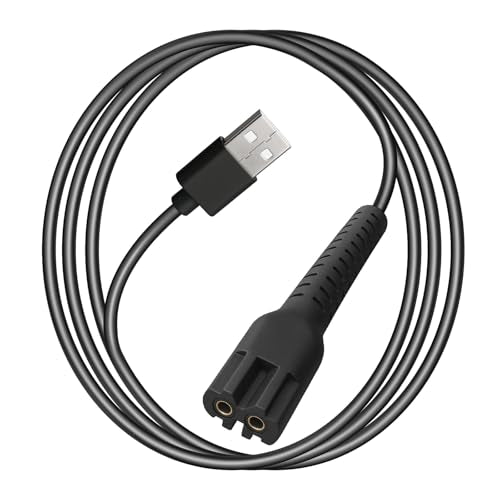 2-Pin USB 6.5 Foot Extra Long Charger Cable for Wahl Magic Clip Senior Sterling-4 Detailer Lithium-Ion Professional Hair Clipper Replacement Power Cord for Wahl 8164 Finale and 8173 Vanish Razors