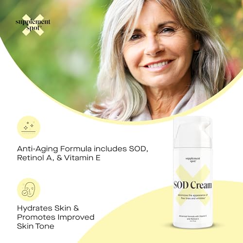 Superoxide Dismutase (SOD) Anti-Aging Cream - Face Moisturizer for Fine Lines & Wrinkles, Smooth & Firm Skin, Youthful Glow, Antioxidant-Rich Skincare, (3.4 oz 2 Pack)