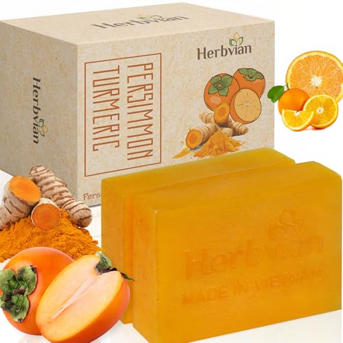 2 Pcs Vietnamese Persimmon Soap Bar with Turmeric, Natural Controls Body Odor, Deodorant Body Soap for Old People Smell Soap for Old People Smell, Soap For Face & Body with Orange Essential Oil