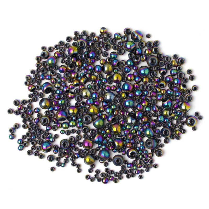 Rainbow Glass Beads Filler Set - Multi-Size Craft Beads for Jewelry & DIY Projects