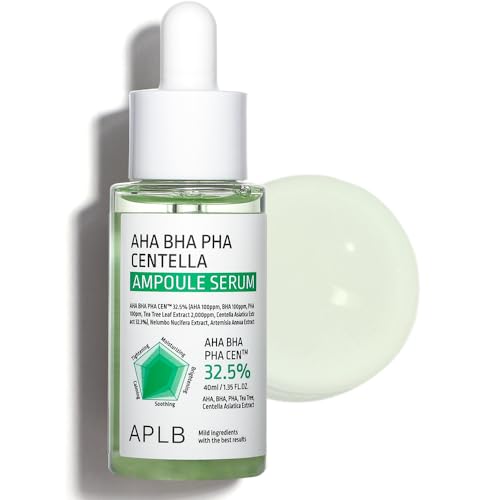 APLB AHA BHA PHA Centella Ampoule Serum | AHA BHA PHA CEN¢â 32.5% 1.35 FL.OZ/Korean Skincare, Exfoliant, Long lasting moisturizing, Revitalize for gentle and improve skin texture