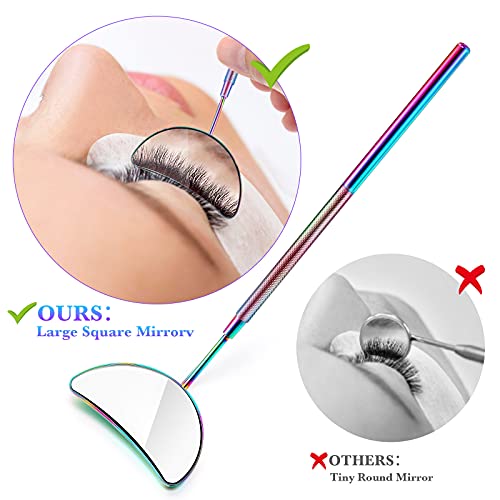 Jetec 2 Pieces Lash Mirror Eyelash Extension Mirror Half-moon Shape Lash Mirror 1.96 inch Stainless Steel Eyelash Mirror Tool Large Eyelash Inspection Mirror for Women Girls Makeup Supplies